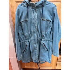Ellos Denim Hooded Jacket with Drawstring Waist, size 28